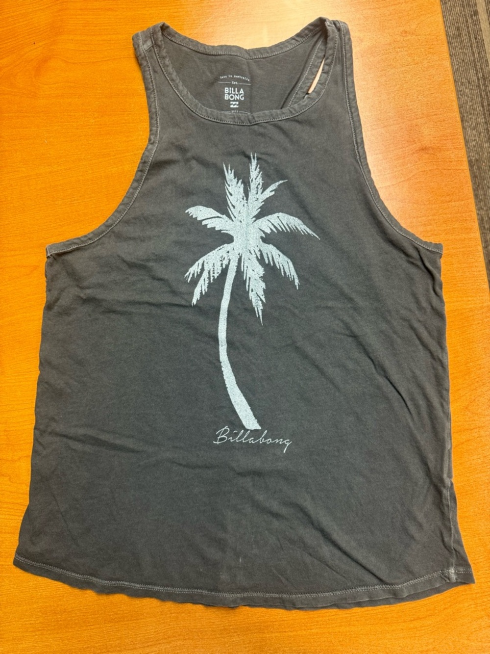 Billabong Gray Palm tree tank top